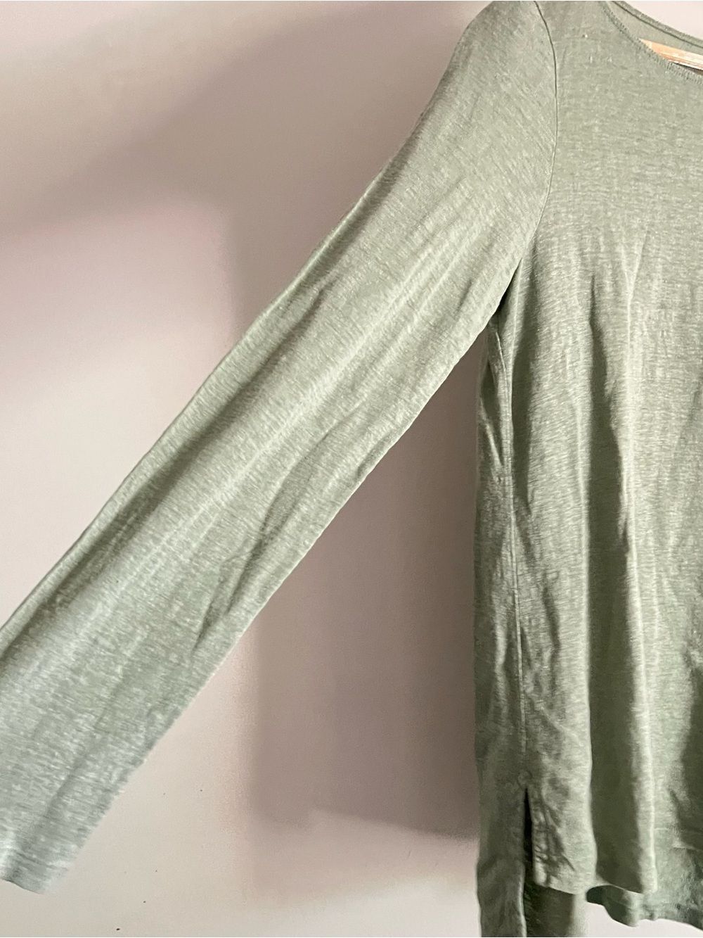 Eileen Fisher Organic Linen Tunic Top Medium Large Green Minimalist Lagenlook - Picture 7 of 8